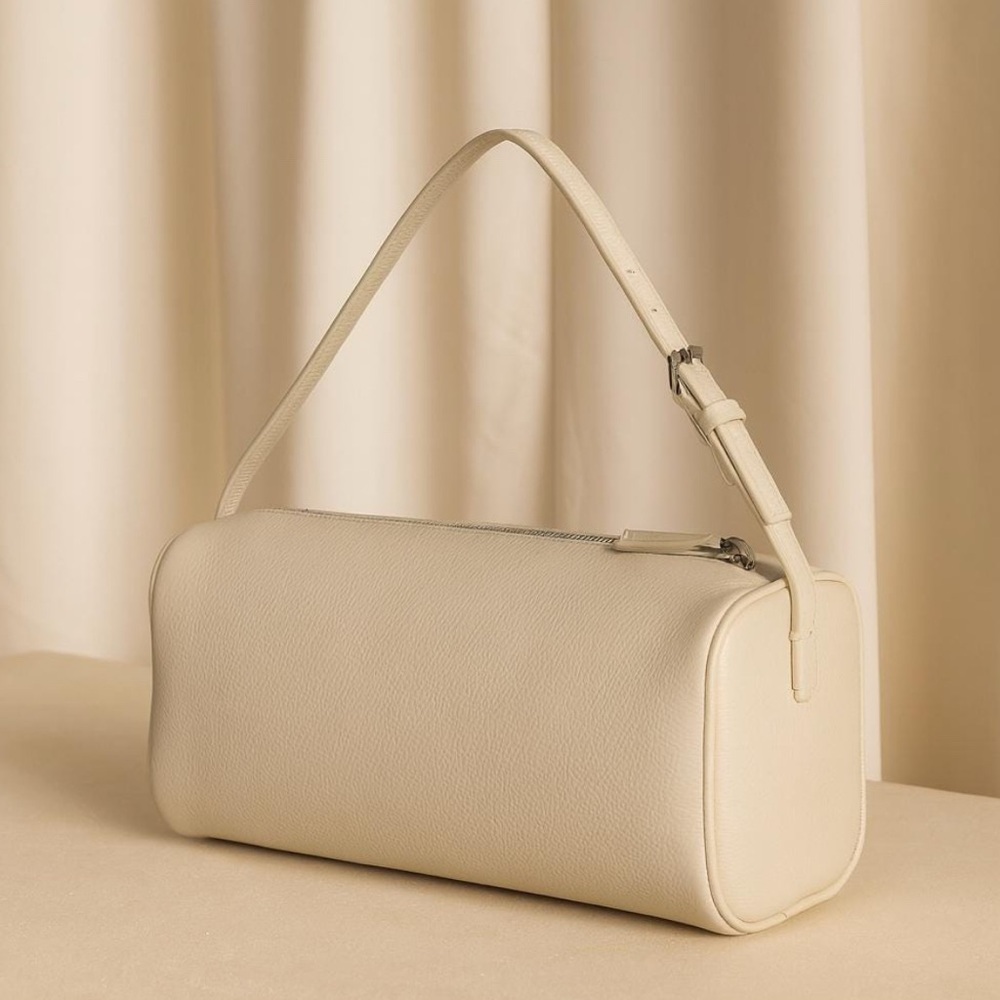 Ivory Leather 90s Pouch Handbag